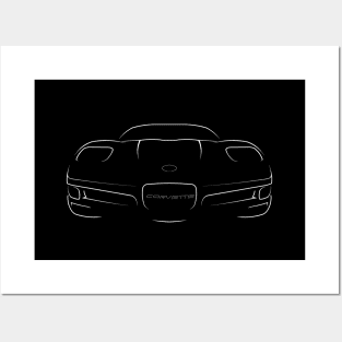 Chevy C5 Corvette - front stencil, white Posters and Art